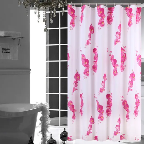 Solid Color Bathroom Custom Digital Printing Polyester Waterproof Shower Curtain