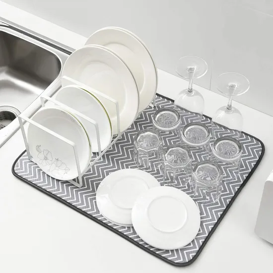 Absorbent Dish Mat, Reversible Microfiber Dish Drying Mat for Kitchen