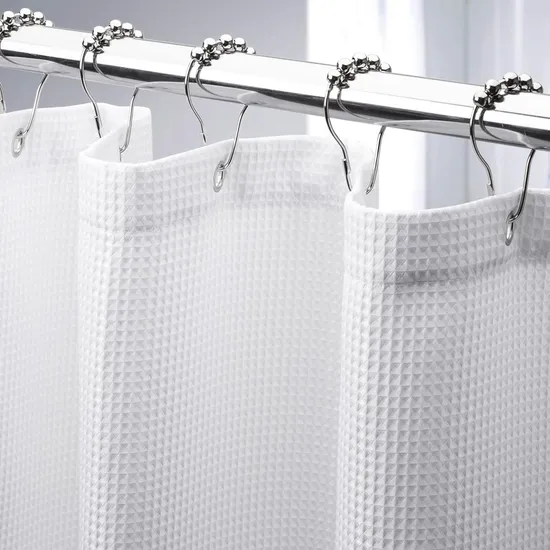Machine Washable Polyester Shower Curtain Set, Hotel Quality, Waterproof Decorative Curtain for Bathroom