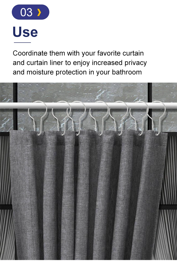 Rustproof Stainless Steel Curtain Hook Metal, Shower Curtain Hooks for Bathroom Shower Rod
