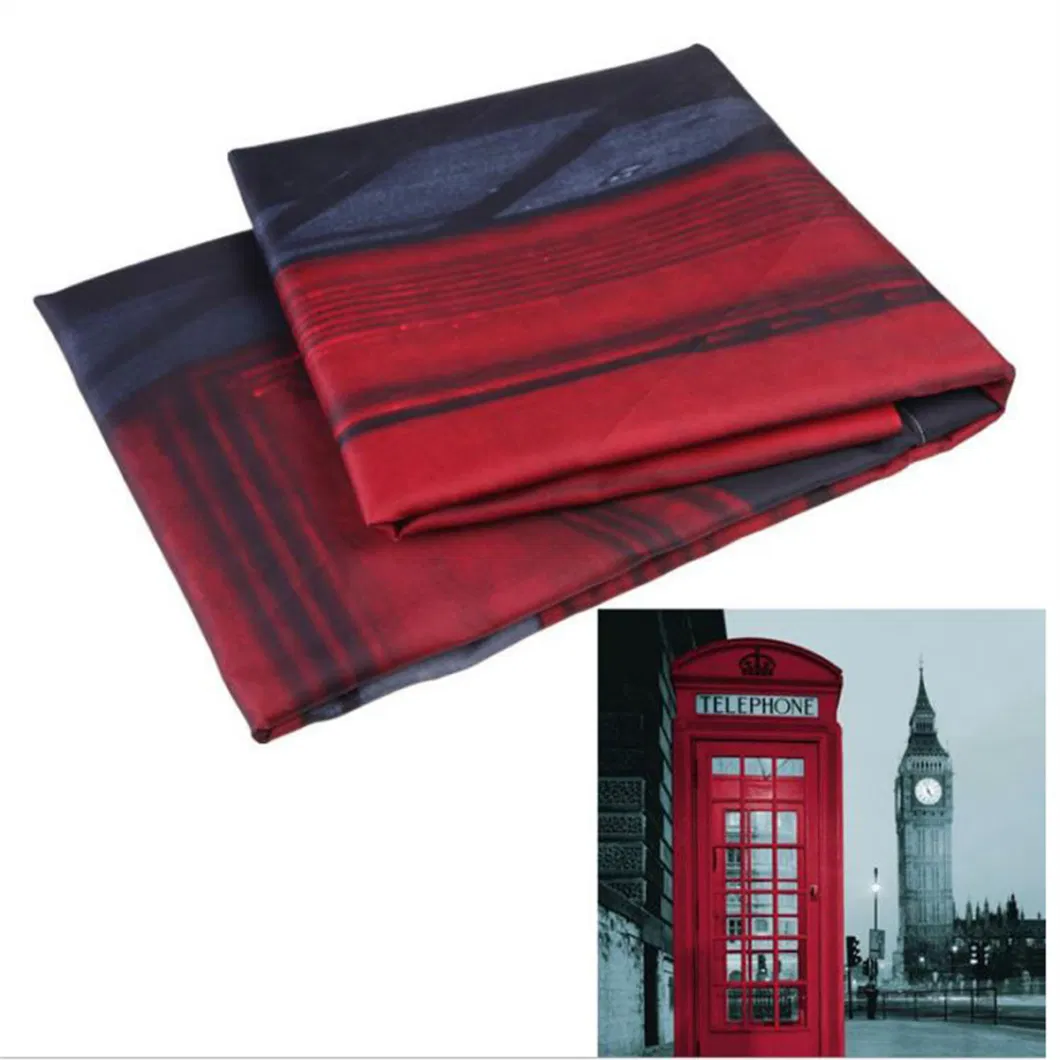 Telephone Booth Full Color Printing Personalized Printed Polyester Shower Curtain