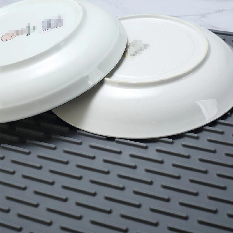 Scrubber Countertop Draining Dish Board Mat, Anti-Skid Eco Friendly Heat Insulation Silicone Dish Dryer Mat Multifunctional Silicone Dish Drying Mat Bl12198