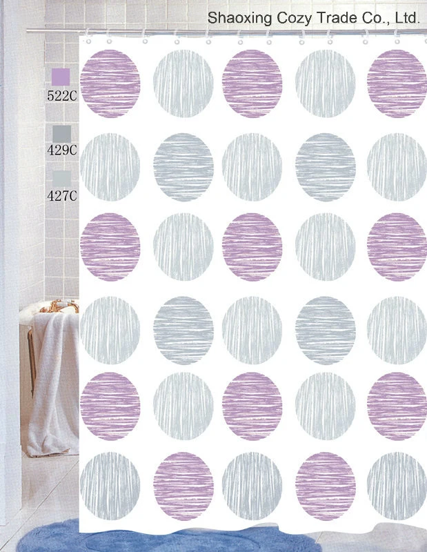 Popular Circle Design Shower Curtain Polyester