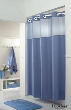 Shower Curtain / Flame Retardant Polyester Antimicrobial Hookless Shower Curtain for Hospital Hotel Home