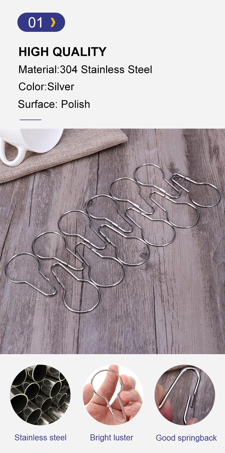 Double Roller Glide Hook Shower Curtain Ring Hanging Hooks for Sorting and Organizing