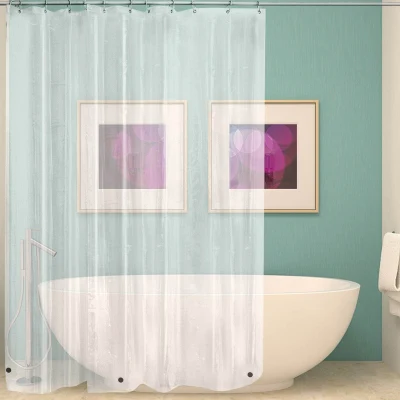 Waterproof EVA Transparent White Print Shower Curtains PEVA Bathroom Plastic Bath Curtain