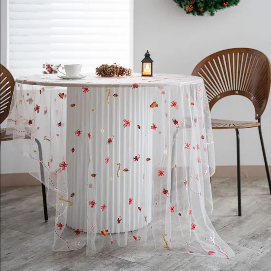 White Lace Tablecloths for Events Rectangular Table Cover Wedding Christmas Embroidered Decoration Table Cloths 